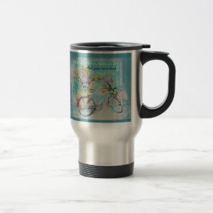 Caneca Térmica Bicicleta com cestos de flores em burlap azul