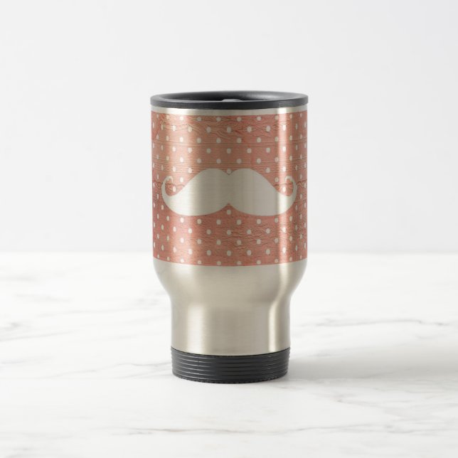 Caneca Térmica Bigode branco engraçado no teste padrão de (Centro)