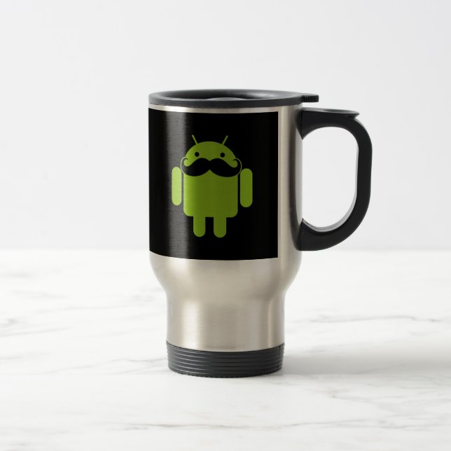 Caneca Térmica Bigode do ícone do robô do Android no preto (Direita)