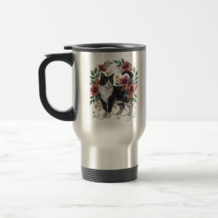 Caneca Térmica Bigodes Botânicos: Gato Floral Arte Folclórica