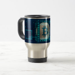 Caneca Térmica Bitcurrency Cryptocurrency Blocchain Blue Silver