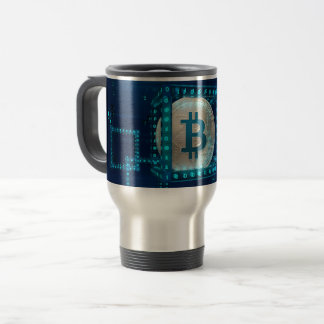 Caneca Térmica Bitcurrency Cryptocurrency Blocchain Blue Silver