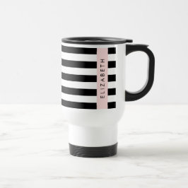 Caneca Térmica Black and White Stripes, Stripes, Linhas, Seu Nome