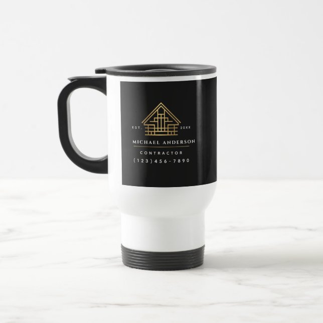 Caneca Térmica Black Minimalist Home Building Construction (Esquerda)
