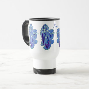 Caneca Térmica Blue Irises Floral Art Personalizado