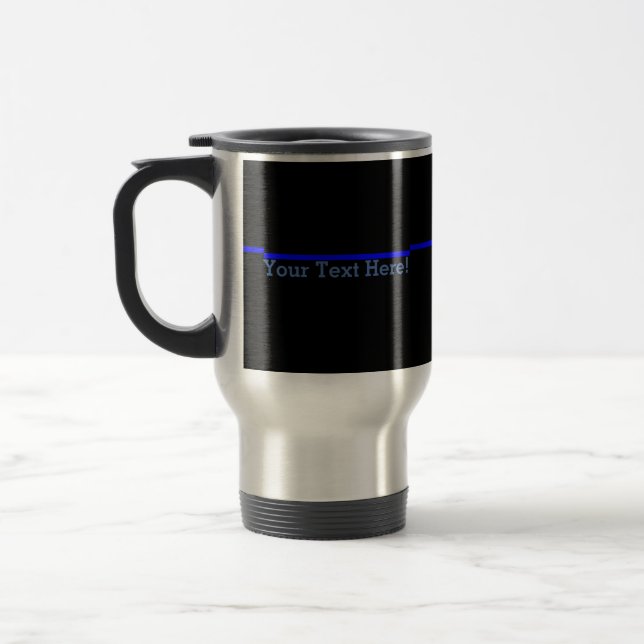 Caneca Térmica Blue Line fino simbólico seu texto no preto (Esquerda)