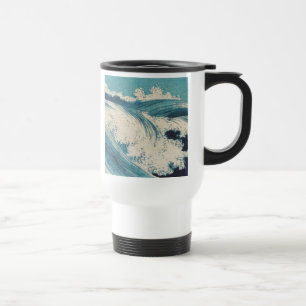 Caneca Térmica Blue Ocean Waves Woodcut