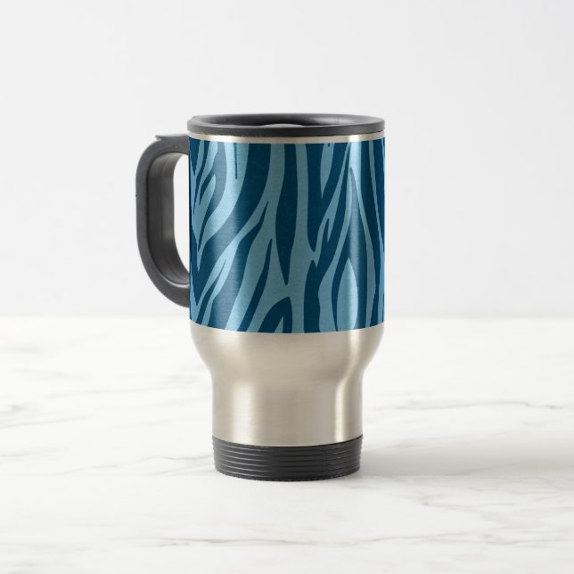 Caneca Térmica Blue Zebra Stripes (Frente Esquerda)