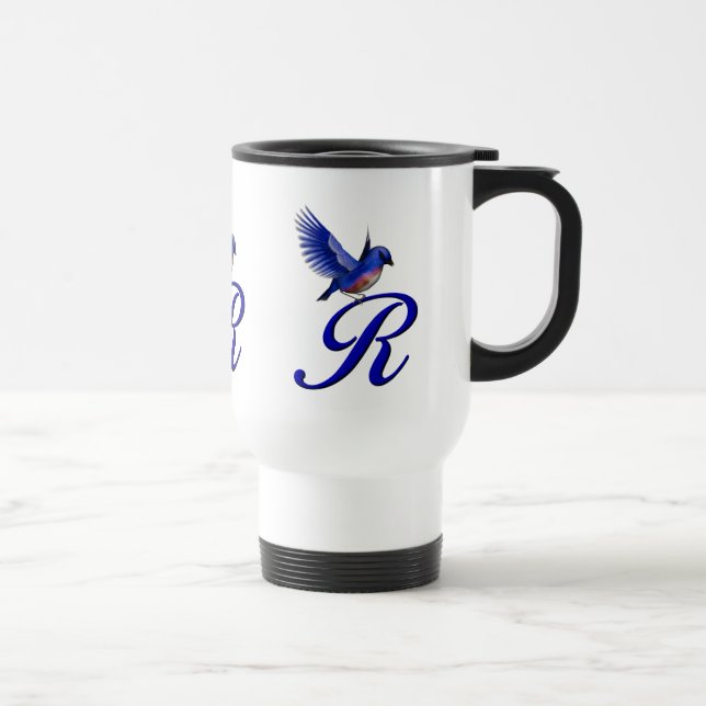 Caneca Térmica Bluebird Monograma Inicial R Elegante (Direita)