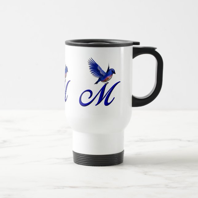 Caneca Térmica Bluebird Monograma M Elegante inicial (Direita)