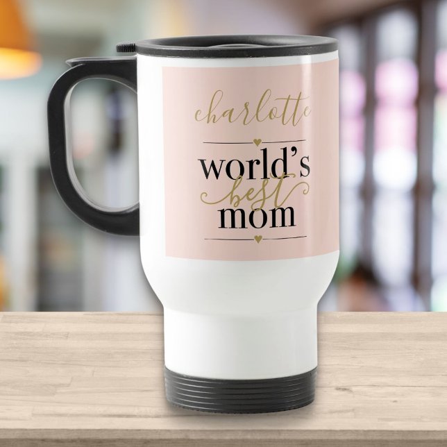 Caneca Térmica Blush Pink e Dourados mundos Personalizados Melhor (Criador carregado)