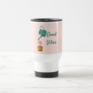 Caneca Térmica Boas vibrações, água, lata com texto personalizado