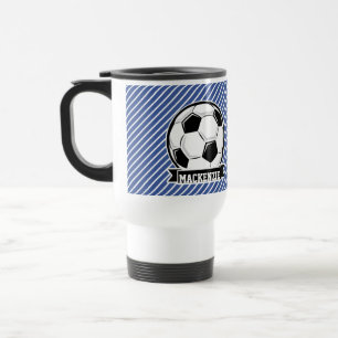 Caneca Térmica Bola de futebol, Blue & White Strips, Esportes