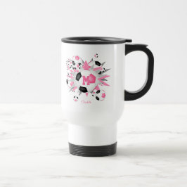 Caneca Térmica bola de futebol das raparigas preto-rosa