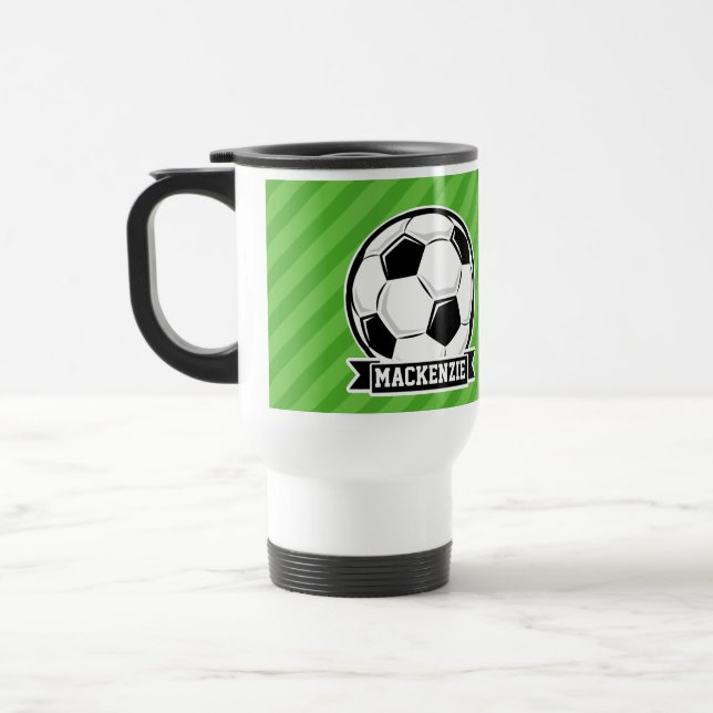 Caneca Térmica Bola de futebol; faixas verdes (Esquerda)