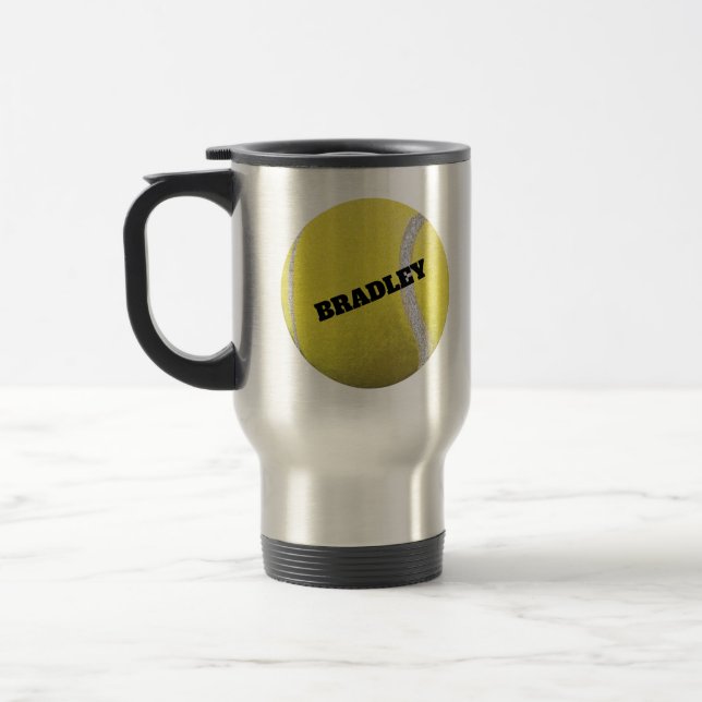 Caneca Térmica Bola de Tênis Amarelo Moderno Personalizada (Esquerda)