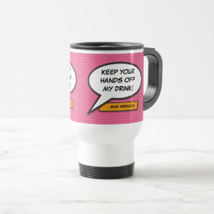 Caneca Térmica Bolha de Fala Rosa Personalizada Divertida Históri