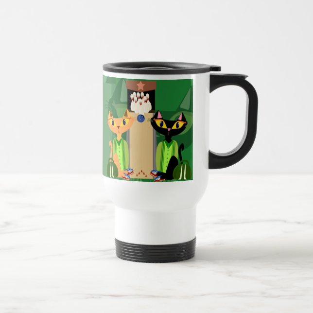 Caneca Térmica Boliche beco Gatos Diversão Pets Design Tempo de D (Direita)
