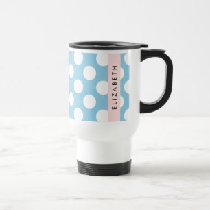 Caneca Térmica Bolinhas Azuis, Padrão de Bolinhas, Seu Nome
