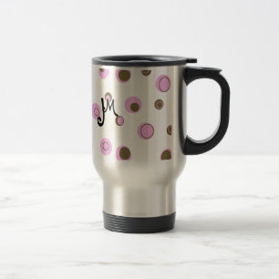 Caneca Térmica Bolinhas Marrons Rosa Monograma