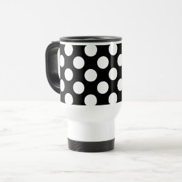 Caneca Térmica Bolinhas Pretas e Brancas, Padrão de Bolinhas