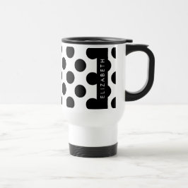 Caneca Térmica Bolinhas Pretas e Brancas, Pontas, Seu Nome