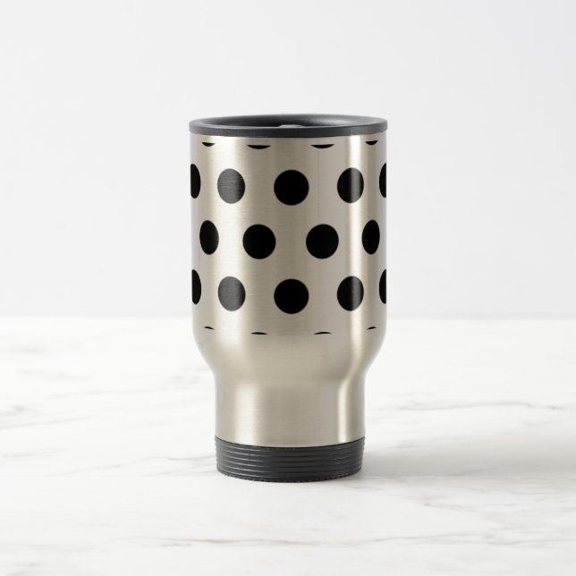 Caneca Térmica Bolinhas Pretas Em Fundo Branco (Centro)