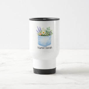 Caneca Térmica Bolsa de Scrubs Floral Aquarela Personalizada