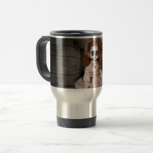 Caneca Térmica Boneca de porcelana assombrada vintage SlipperyJoe