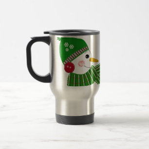 Caneca Térmica Bonecos de Neve com Acessórios Verdes e Vermelhos