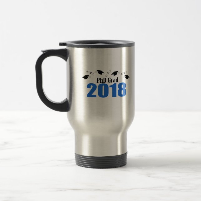 Caneca Térmica Bonés e diplomas do formando 2018 do PhD (azuis) (Esquerda)