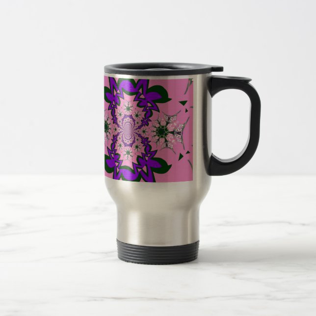 Caneca Térmica Bonita Bebê Rosa Floral Roxo-Forte Arte-Motif (Direita)
