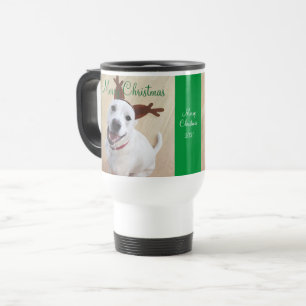 Caneca Térmica Bonita Rebelde Branca Sorridente Cachorro Verde