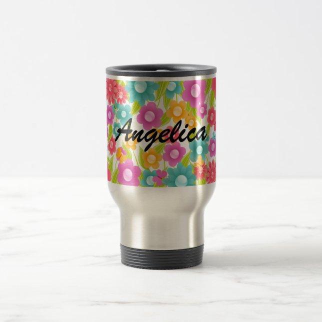 Caneca Térmica Borboleta conhecida customizável e flores (Centro)