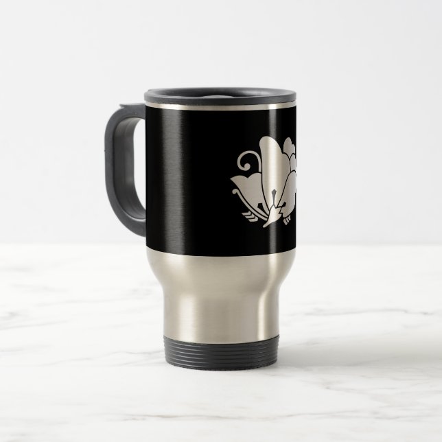 Caneca Térmica Borboleta de madeira suba (Frente Esquerda)