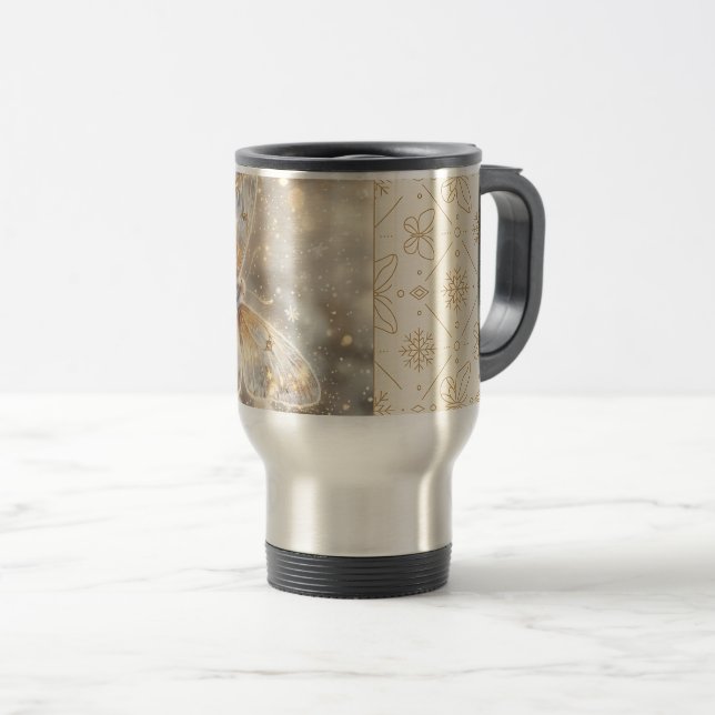 Caneca Térmica Borboleta Dourada de Inverno (Frente Esquerda)