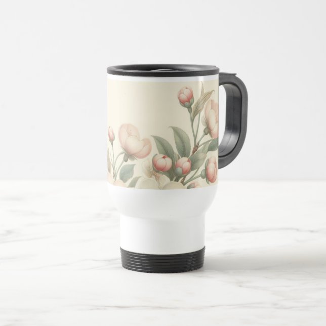 Caneca Térmica Borboleta floral/primavera com estilos de safena (Frente Esquerda)