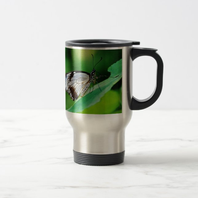 Caneca Térmica Borboleta Marrom Escuro e Cinza (Direita)
