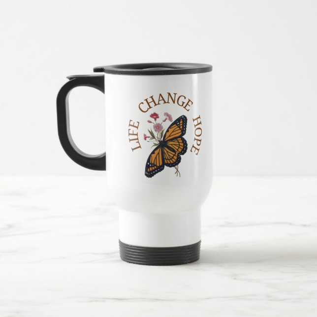Caneca Térmica Borboleta-monarca-laranja-negra  (Esquerda)