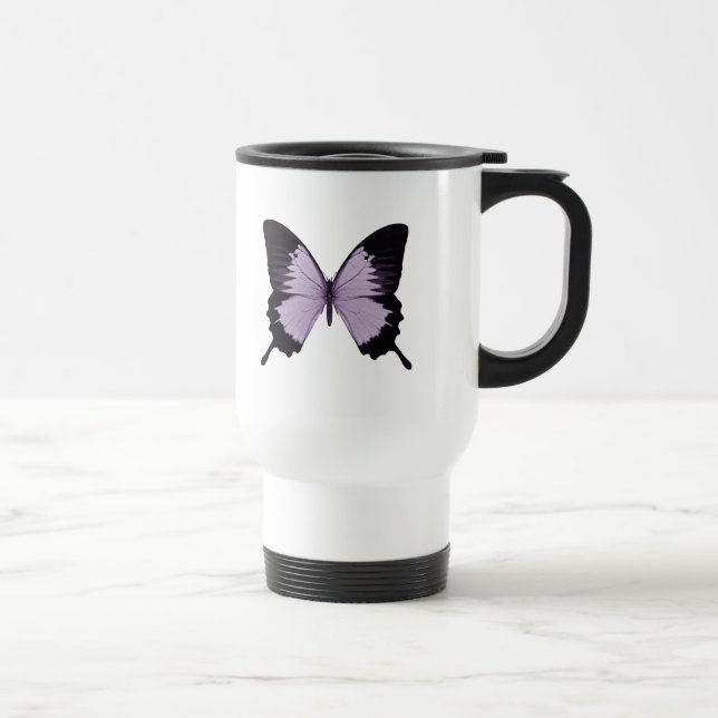 Caneca Térmica Borboleta Roxa Grande e Preta (Direita)