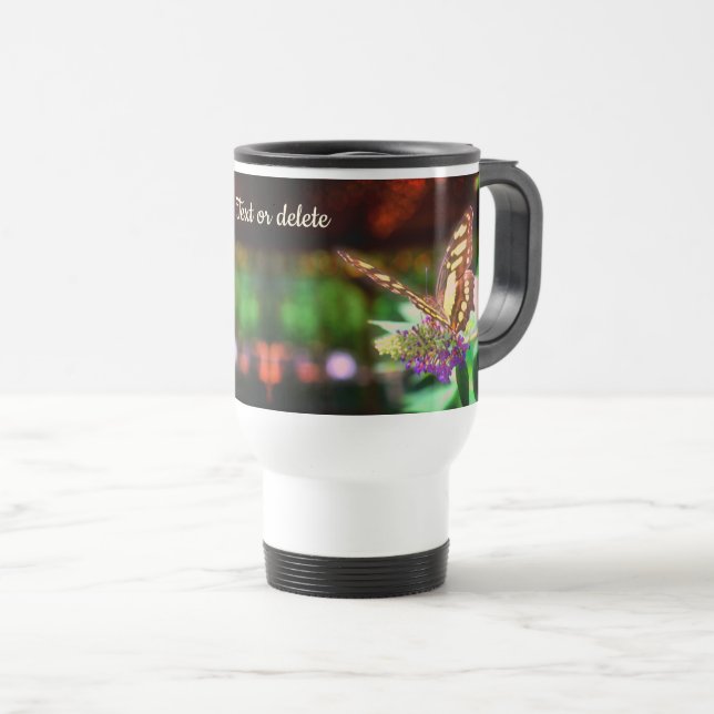 Caneca Térmica Borboleta Suave Na Flor Personalizada (Frente Esquerda)