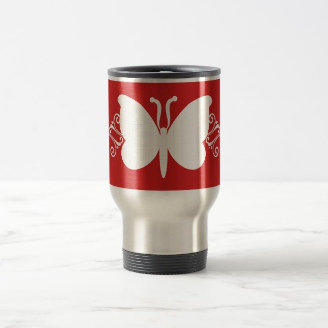 Caneca Térmica Borboleta Vermelha Escura Roda Mug (Centro)