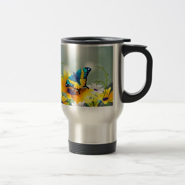 Caneca Térmica Borboletas e flores - Realistas (Direita)