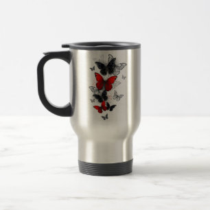 Caneca Térmica Borboletas Negras e Vermelhas