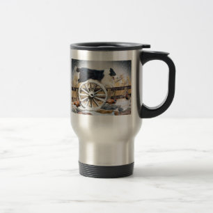 Caneca Térmica Border collie que salta a roda de vagão