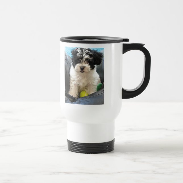 Caneca Térmica Branco do preto do filhote de cachorro do (Direita)