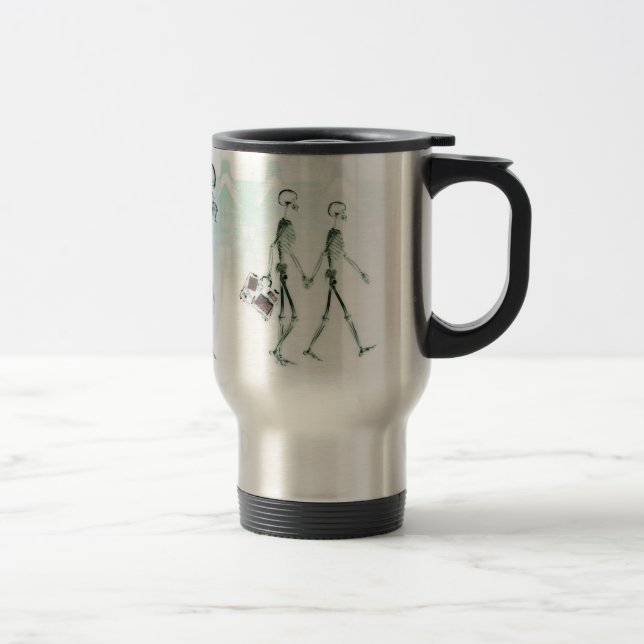 Caneca Térmica Branco negativo do Stroll da tarde dos esqueletos (Direita)
