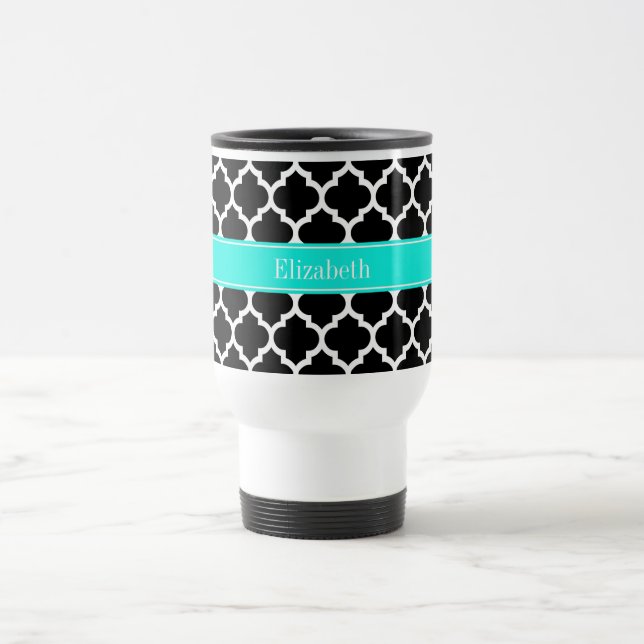 Caneca Térmica Branco preto marroquino #5 Brt Nome Aqua Monograma (Centro)