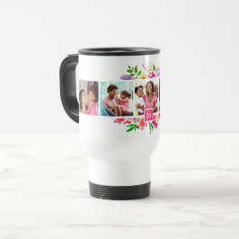 Caneca Térmica Bright Blooms 5 Colagem de Fotos Monogramada