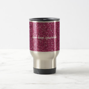 Caneca Térmica Brilhante rosa com citação de Sparkle de amor ao v